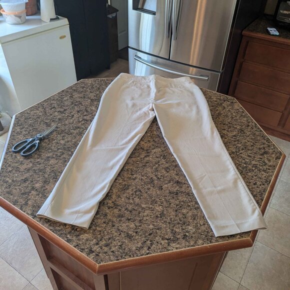 Chaus Size 10 Cream Dress Pants W/ Side Zipper with Clasp Fake Pockets in Back - Picture 2 of 2
